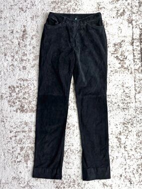 Vintage 90s Danier 100% Suede Leather Straight Leg Trouser Pants